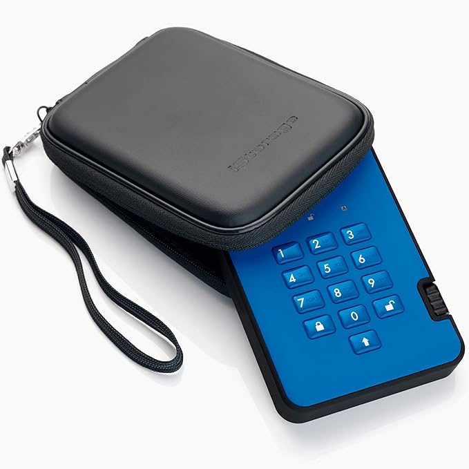 iStorage diskAshur2 HDD 1TB Blue | Secure portable hard drive | Password protected | Dust & water resistant | Hardware Encryption