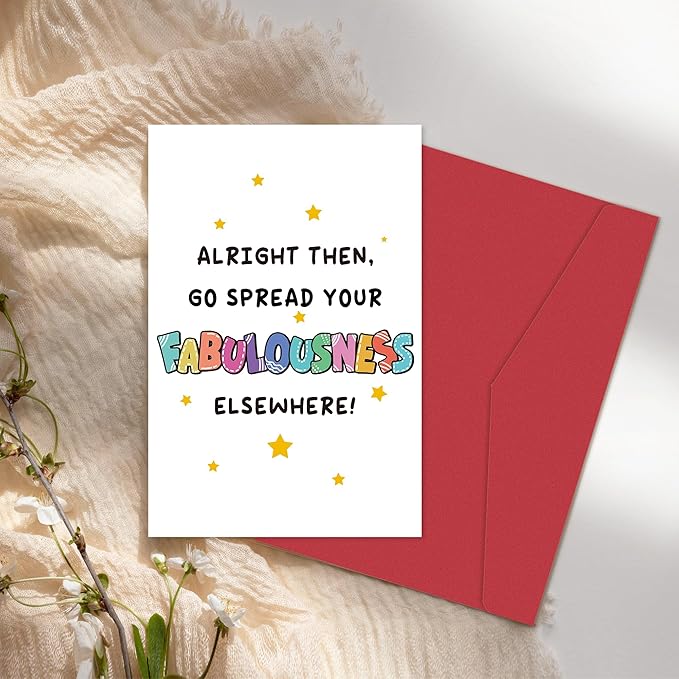 Heollaok Funny Leaving Card for Coworker, Humor Going Away Card for Him Her, Farewell Card for Work Friend, Gift for Colleague Leaving, Go Spread Your Fabulousness