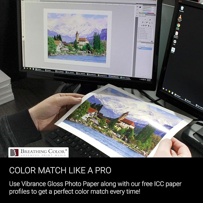 Vibrance Gloss Photo Printer Paper 10 mil 255 gsm Glossy Finish Premium Photo Paper Roll on 3inch Core 17 inches x 100 feet Works with Most Inkjet Printers Including Professional Makes and Models