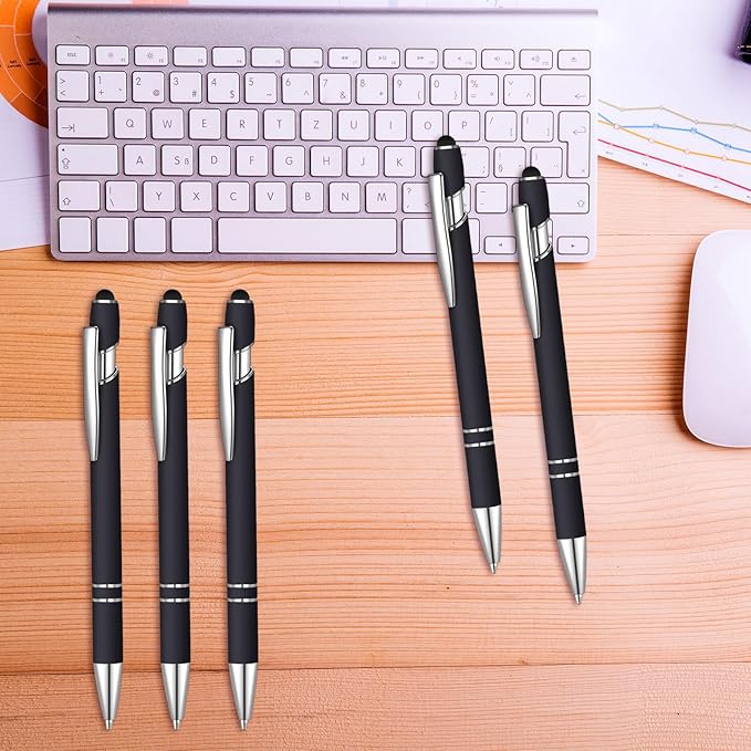 36 Pcs Blue Ink Ballpoint Pen with Stylus 2 in 1 Ballpoint Pen for Touch Screens School Office Coworkers (Black)