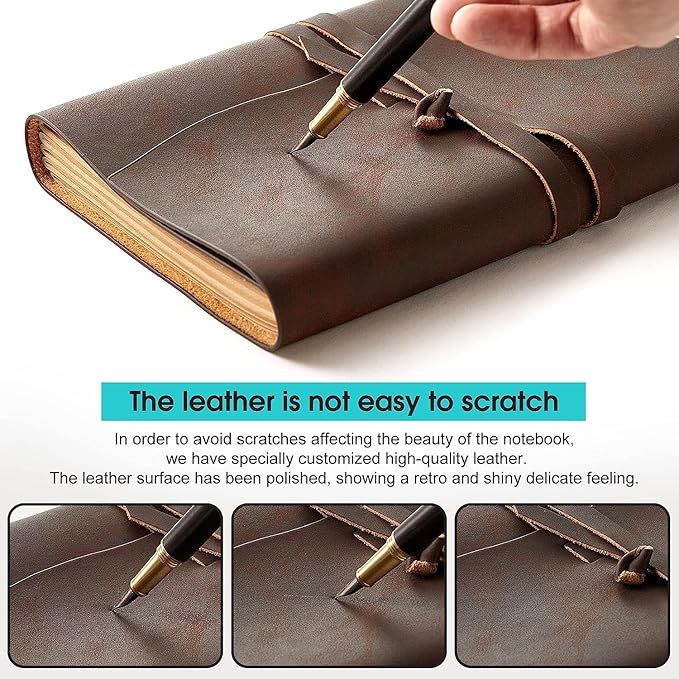 Leather Journal Notebook - Genuine Leather Journals for Writing 5x7.1 Inch, Vintage Journal for Women and Men, Artist,Travel Journal,Blue