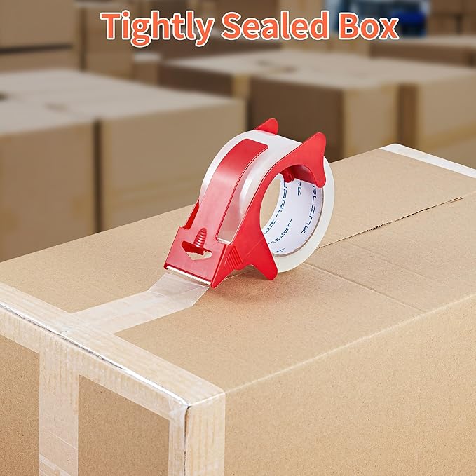 JARLINK 6 Rolls Clear Packing Tape with Dispenser, Heavy Duty Packaging Tape Refills for Shipping Packaging Mailing, 2.7mil Thick, 1.88 inches Wide, 55 Yards Per Roll, 330 Total Yards