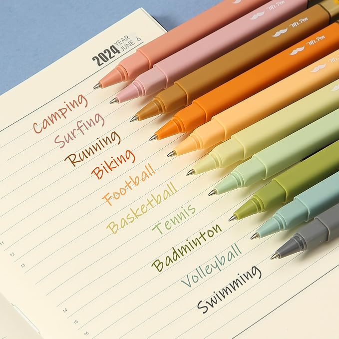 Mr. Pen- Aesthetic Pens, 10 Pack, Assorted Colors, Fast Dry, No Smear Bible Pens No Bleed Through, 0.7mm Fine Point Pen, Ballpoint Pens Ballpoint, Fine Tip Pens for Note Taking, Pens Aesthetic
