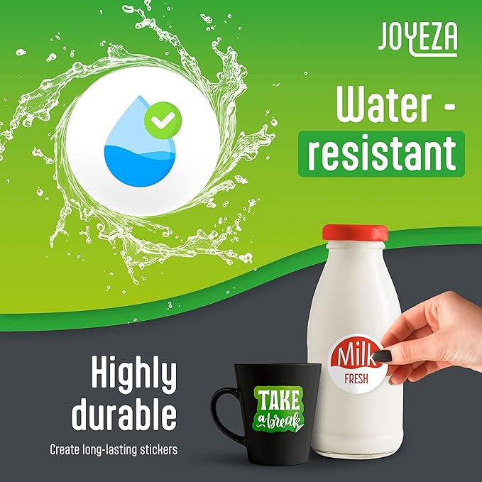 JOYEZA Premium Printable Vinyl Sticker Paper for Inkjet Printer - 40 Sheets Matte White Waterproof, Dries Quickly Vivid Colors, Holds Ink Well- Tear Resistant - Inkjet & Laser Printer