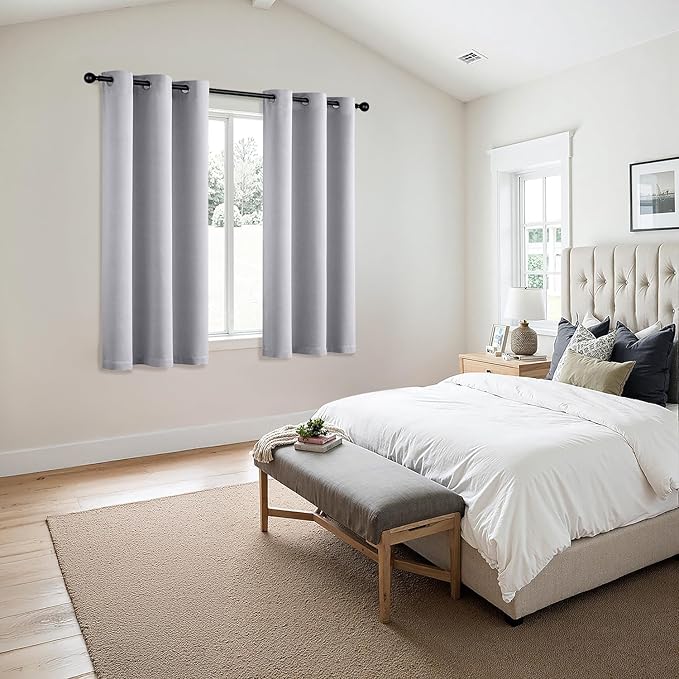 MIULEE Bedroom Blackout Curtains Thermal Insulated Room Darkening Drapes for Living Room Kitchen Grommet Top Light Blocking Window Treatment Curtains, 40 x 54 Inches Long, 2 Panels, Greyish White