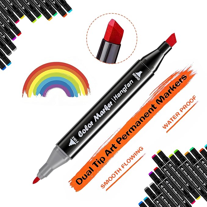 Alcohol,84 Colors Dual Tip Coloring Markers for Adults,Markers for Adults,Give 1 White Highlighter,1 Tracing Pen,Coloring Illustrations Sketch Drawing Painting Card Making(Black Pen Container)