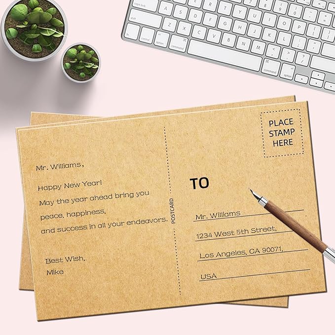 50 Pack Blank Postcard for Mailing, 4x6 Thick 14pt Mailable Post Cards Set for DIY Greeting Cards Thank You Card and More (Kraft)