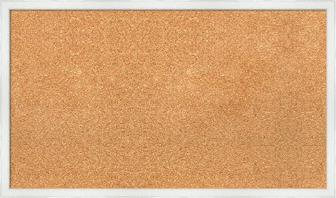 Amanti Art Natural Cork Board for Wall, 17x29 Vision Board with White Frame, Medium Corkboard Office Decor for Home Organization, Country Rustic Corkboard Pinboard to Display Items for Home
