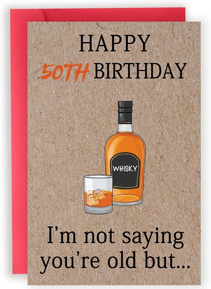 Funny 50th Birthday Gifts for Women Men, 50th Birthday Cards for Her Him, 50 Year old Bday Decorations for Man Husband Dad Mom