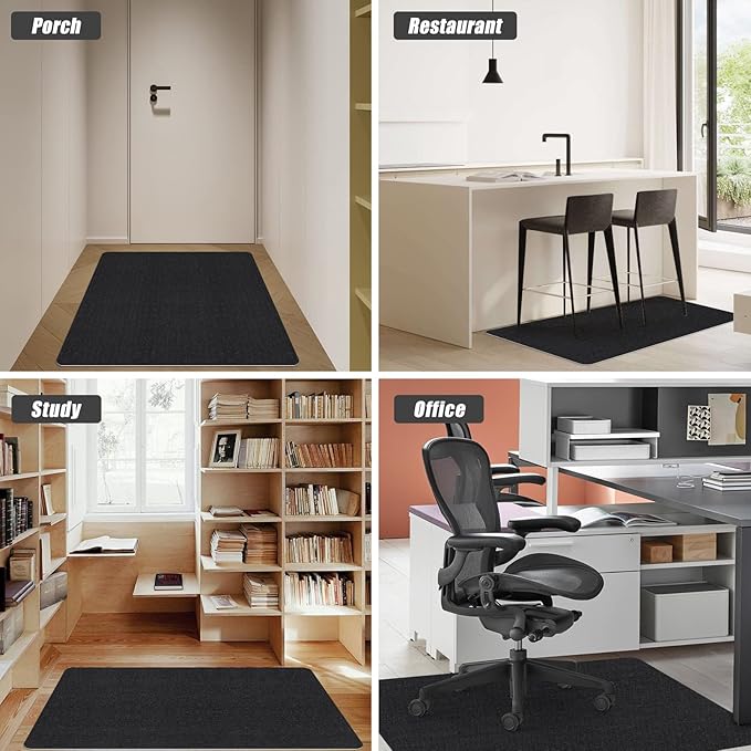 Sycoodeal Office Chair Mat for Hardwood Floor,Computer Gaming Chair Mat,Office Chair Mat for Tile Floor,Large Floor Protector Rug,Anti-Slip,Easy to Clean,Pure Black(48"x36")