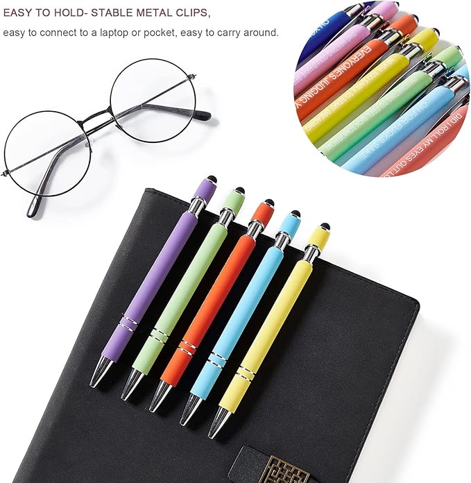 Funny Pens Colorful Ballpoint Pens with Inspirational Quotes and Touch Screen Function Office Gifts