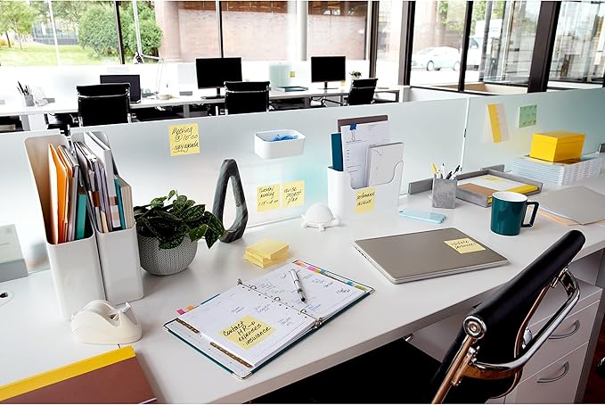 Post-it Super Sticky Notes, 24 Sticky Note Pads, 3 x 3 in., School Supplies, Office Products, Sticky Notes for Vertical Surfaces, Monitors, Walls and Windows, Canary Yellow