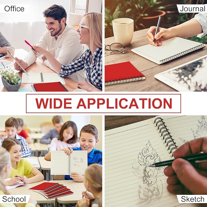 Yahenda 54 Pcs Spiral Notebook Bulk A5 Journal Lined 8.3'' x 5.5'' Writing Composition Paper Small Notepad Subject Notebook for Students Office Business Back to School Supplies (Red)