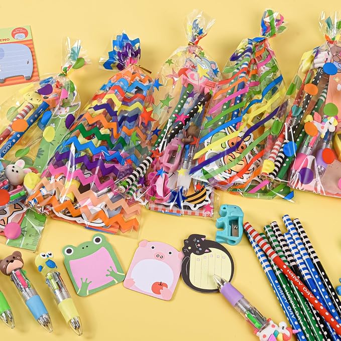 Ulema 24 Pack Cute Cartoon Animal Party Favors,Gifts for Birthday Goodie Bags School Classroom Games Rewards Stationery Set.
