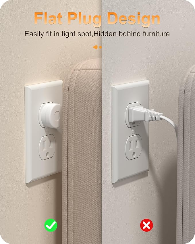 7-in-1 Power Strip, PD GaN 65W USB C Power Strip with 3 USB-C, 2 USB-A Ports and 2500W AC Outlet, Flat Plug Sleek Socket Essentials for Home/Office/College/Travel