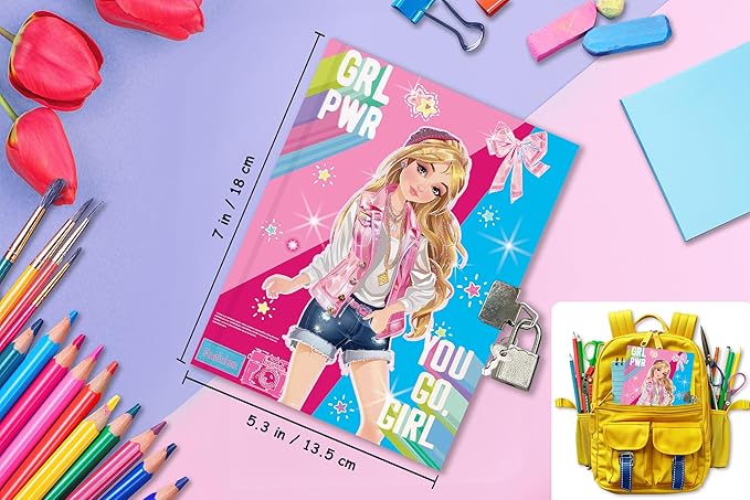 Girls Diary with Lock for Kids, 7x5.25 Inches 160 Lined Pages Secret Pink Girly Notebook for Girls Journal with Lock for Kids Pre School Writing Drawing Cute Girls Gifts for Birthday