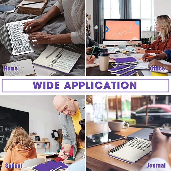 Jutom 18 Pcs Small Spiral Notebooks Memo Pads 3x5 Bulk Small Pocket Notebooks Mini Notepads with Lined Pages Mini Journals for Office Back to School Work Writing Supplies, 120 Pages (Dark Purple)