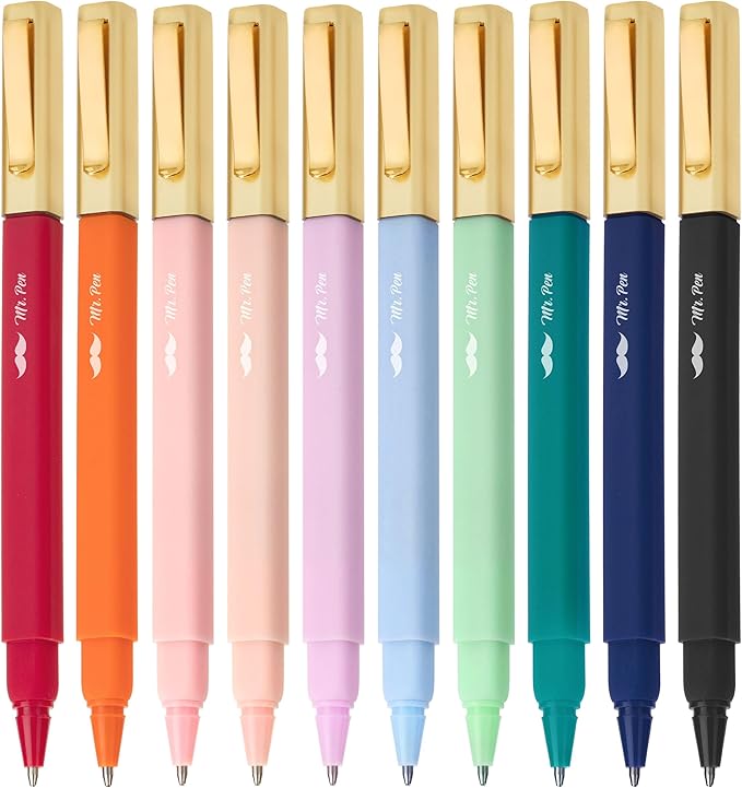 Mr. Pen- Aesthetic Pens, 10 Pack, Assorted Colors, Fast Dry, No Smear Bible Pens Bleed Through, Fine Point Pen, Ballpoint Ballpoint, Tip for Note Taking, Aesthetic, (OOYC012M203)