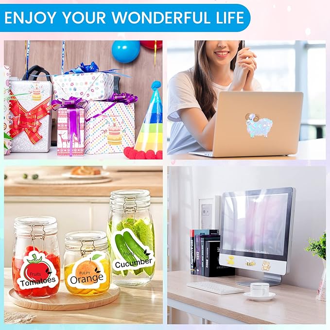 Uinkit Premium Printable Vinyl Sticker Holographic Glossy Transparent Each 8 Sheets For Inkjet Printer Variety Pack- 24 Sheets Mixed Finish Label Dries Quickly Vivid Colors, Holds Ink well