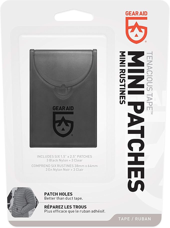 GEAR AID Tenacious Tape Mini Patches with Peel-and-Stick Adhesive Repairs Holes and Tears in Winter Gear, Down Puffer Jackets, Sleeping Bags, Tents and Rain Gear