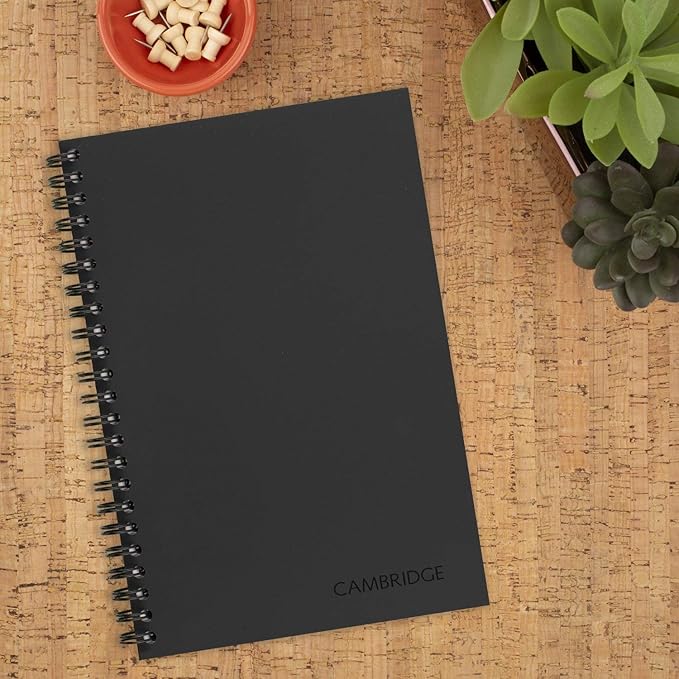 Cambridge Notebook, Business Notebook, 8" x 5", 80 Sheets, Legal Ruled, Flexible Cover, Wirebound, Gray (06074)