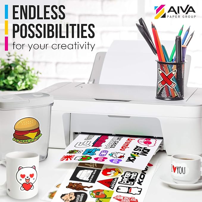 Printable Vinyl Sticker Paper - Waterproof Decal Paper for Inkjet Printer - 30 Self-Adhesive Sheets - Glossy White - Standard Letter Size 8.5"x11"