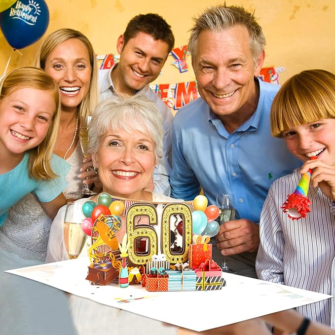60th Birthday Card for Men Women, 3D Pop Up 60th Birthday Gifts Cards for Him Her, Back In 1965 Funny 60 Year Old Birthday Decorations, Classy Vintage