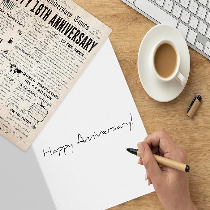 Jumbo 18th Anniversary Card for Him Her, Retro 18 Year Anniversary Card Gift for Couple, Sweet 18 Wedding Anniversary Cards for Wife Husband, Best 18 Aday Gifts Idea for Parent