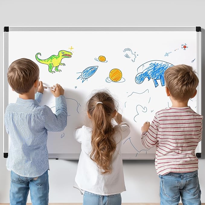 Sweetcrispy Magnetic Dry Erase Board, 36 X 24 Inches Whiteboard for Home Office School, Sliver Reinforced Aluminum Frame,1 Dry Eraser & 2 Dry Erase Markers & 4 Magnetic Pins
