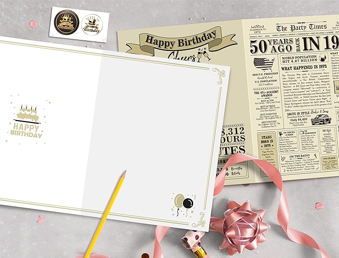 Funny 50th Birthday Card Gifts for Her Him, Cool Gifts for 50 Year Old Woman Men, Jumbo 50th Birthday Card for Wife Husband, Vintage Back in 1975 Card for Dad Mom Sister, 50th Birthday Decorations