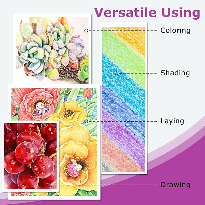 72 Colored Pencils for Adult Coloring Books, Professional Coloring Pencils Set, Art Supplies for Drawing, Sketching, Gifts for Teens