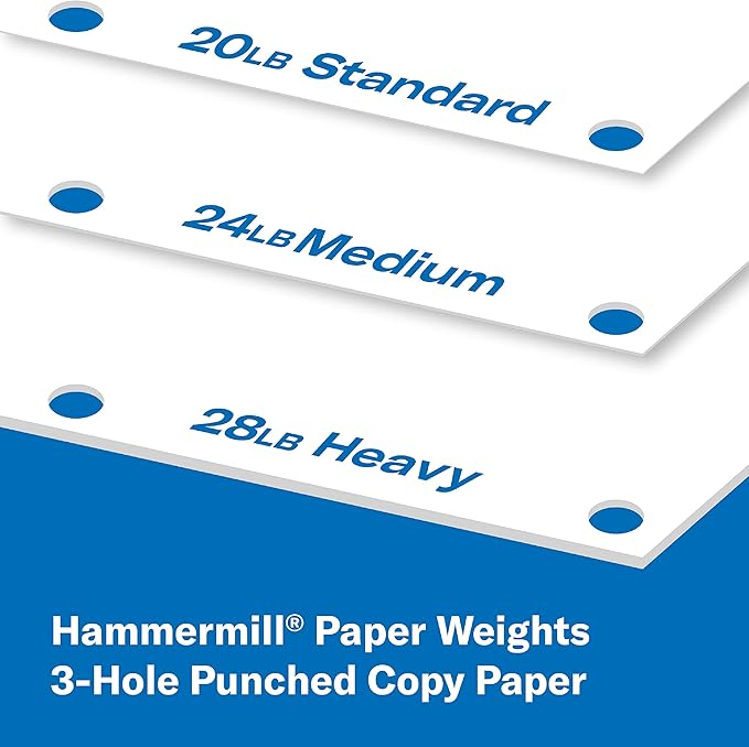 Hammermill Printer Paper, Great White 30% Recycled Paper, 3 Hole - 10 Ream (5,000 Sheets) - 92 Bright, Made in the USA, 086702C