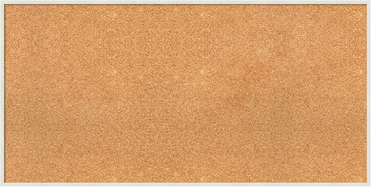 Amanti Art Natural Cork Board for Wall, 21x41 Vision Board with White Frame, Large Corkboard Office Decor for Home Organization, Modern Corkboard Pinboard to Display Items for Home Organization in