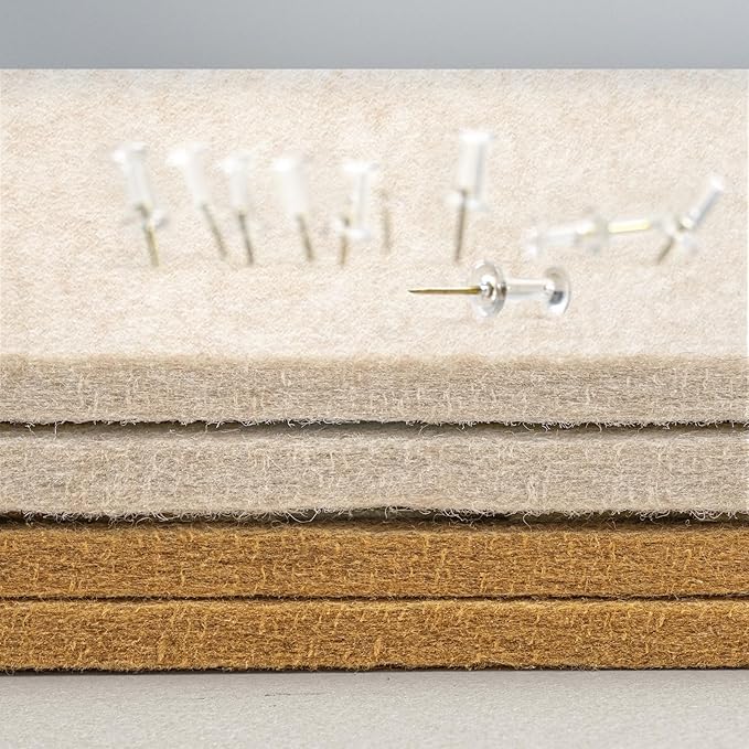 Bulletin Board, 35 x 17 1/2 Inches Felt Pin Board - Decorative Cork Alternative for Wall, Foldable Picture Self-Adhesive Vision Prayer Board With 20 Pushpins - Oatmeal