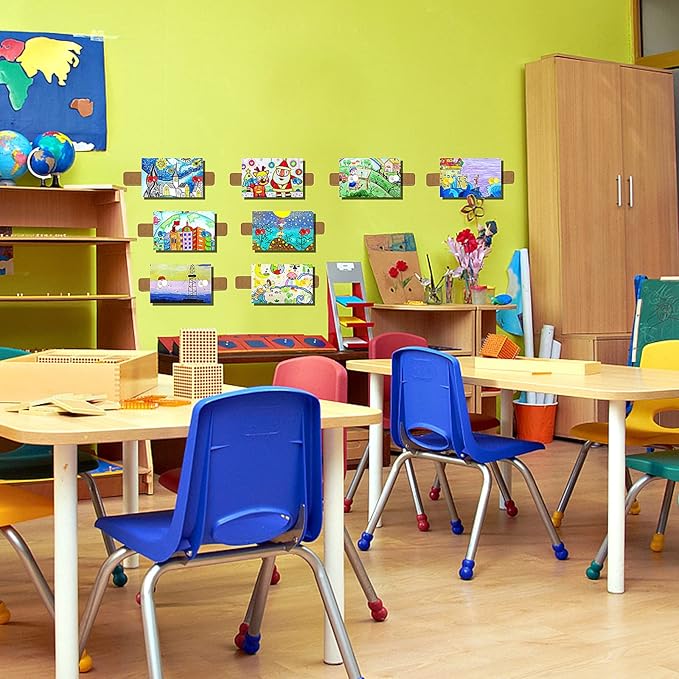 8 Pack Felt Pin Board Bar Strips Bulletin Board for Bedrooms Offices Home Wall Decoration, Notice Board Self Adhesive Cork Board with 50 Push Pins for Paste Notes, Photos, Schedules