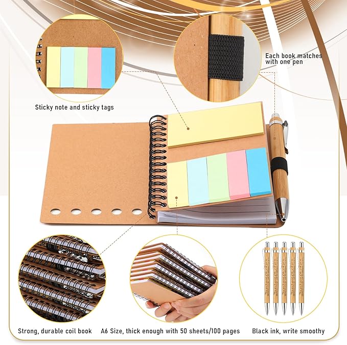 Jetec 75 Sets Bulk Employee Appreciation Gifts Bulk Inspirational Spiral Notebook with Note Ballpoint Pen Thank You Gifts for Volunteer Social Worker Nurse Staff Coworker Students (Amazing)
