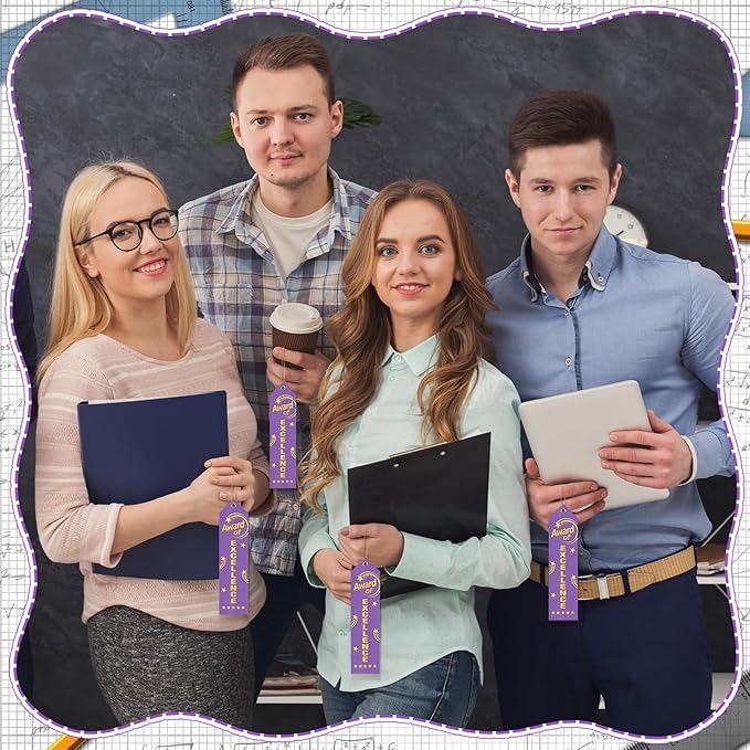 50 Pcs Award of Excellence Ribbons 8 x 2 Inches Purple Excellence Ribbons with Cards and Strings Achievement Prizes Bookmark Style Awards for Competitions Class Activities Office Team