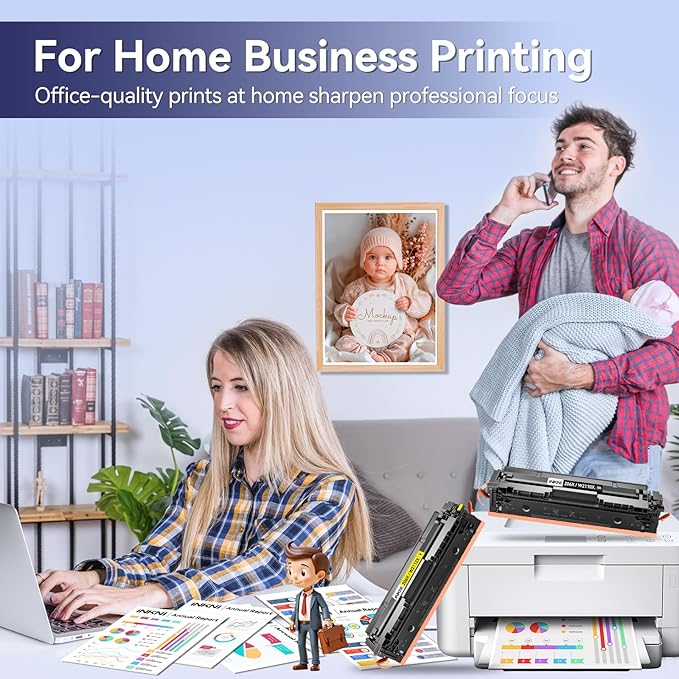 206X Toner Cartridges 4 Pack High Yield - with Chip Compatible Replacement for HP 206X 206A for Color Laserjet Pro MFP M283fdw M283cdw M283fdn M282nw Pro M255dw M255nw Ink Cartridges W2110X W2110A