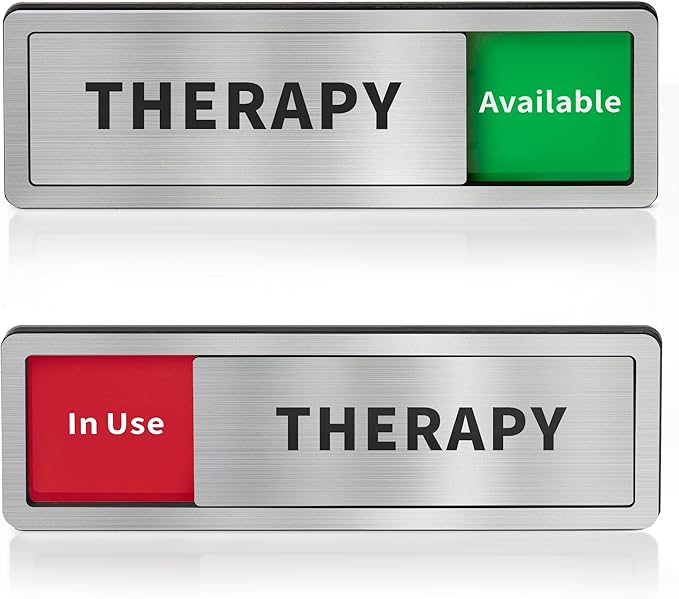 Therapy Room Door Sign with Slider, Do Not Disturb Privacy Office Sign, In Use/Available Acrylic Sliding Indicator for Business Hospital Home, Brushed Silver 8" x 2.6"
