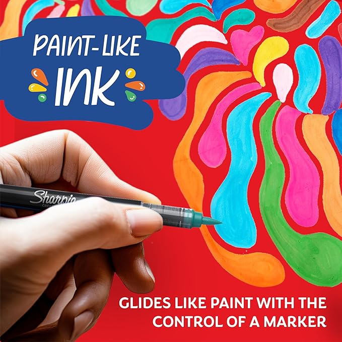 Sharpie Creative Paint-like Brush Tip Acrylic Markers, Assorted Colors, 12 Count, Perfect for Art and Craft Supplies
