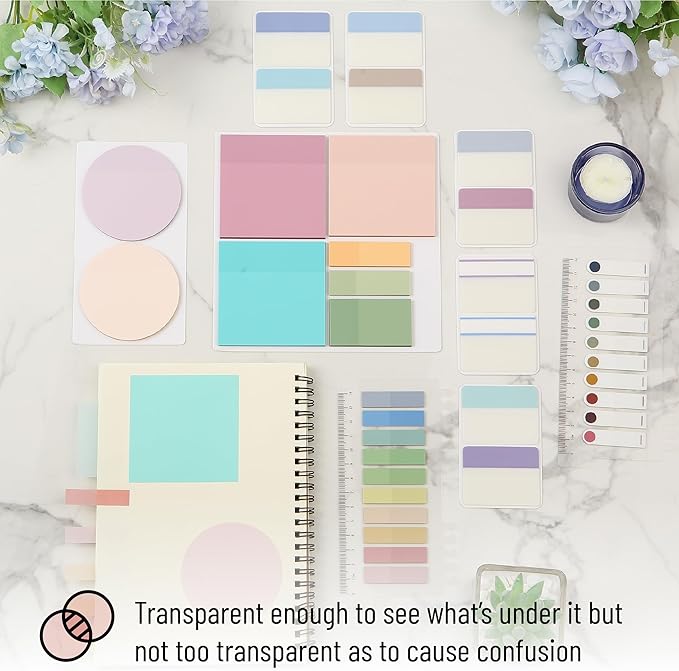 Mr. Pen- Transparent Sticky Note Set, 1000 Sheets, Colorful, Transparent Sticky Notes Set, Bible Sticky Notes Clear Sticky Notes Transparent, Bible Notes, Transparent Sticky Notes for Bible Study