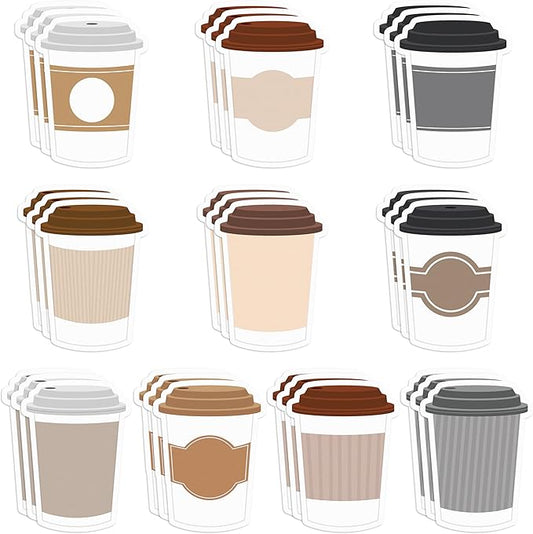 30 Pack Coffee Cup Sticky Notes, Total 600 Sheets, Funny Self Sticky Notepads Memo Pads for Coffee Lover Office School Student Kids Gift Class Reward Birthday Party Favors Goodies Bag Fillers