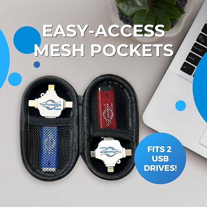 ThePhotoStick® Omni 128GB + Protective Case | Secure Photo & Video Backup and Transfer | Digital File Organization | USB & Multiport Connection for Phones, Tablets and Computers | Water Resistant Case