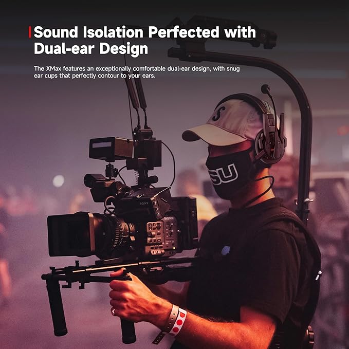 SYNCO XTalk XMax2 Dual-Ear Design Wireless Intercom Headset System Support 2.4GHz 2-Person Team Communication,Dual-mic AI Noise Cancellation,500M/1640FT Real-time Monitoring