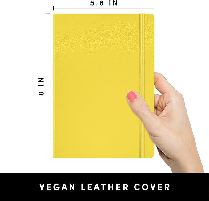 PAPERAGE Blank Journal Notebook, (Yellow), 160 Pages, Medium 5.6 in x 8 in - 100 GSM Thick Paper – Hardcover Journaling Notebook for Work, School, Note Taking or Sketching