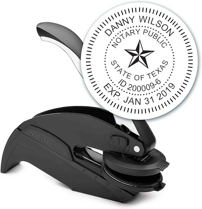 MaxMark Notary Seal Round Embosser for Texas State - Includes Gold Burst Seal Labels (50 Count)