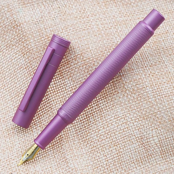 Asvine Pink Forest Fountain Pen Bent Nib, Classic Design with Converter and Metal Pen Case, The Light of Hope Serise