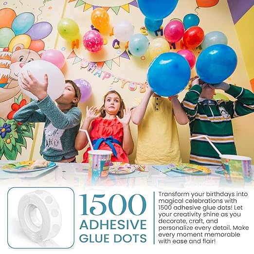 Balloon Glue Points Dots Double Sided 1500 Pcs, Balloon Tape for Arch, Wedding Decoration, Birthday Celebration and Home Made Crafts for Christmas Decorations