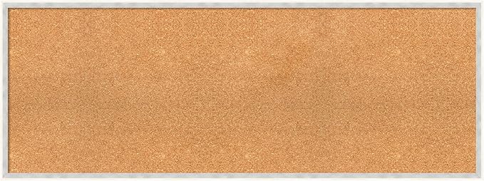 Amanti Art Natural Cork Board for Wall, 19x51 Vision Board with White Frame, Oversize Corkboard Office Decor for Home Organization, Modern Corkboard Pinboard to Display Items for Home Organization in