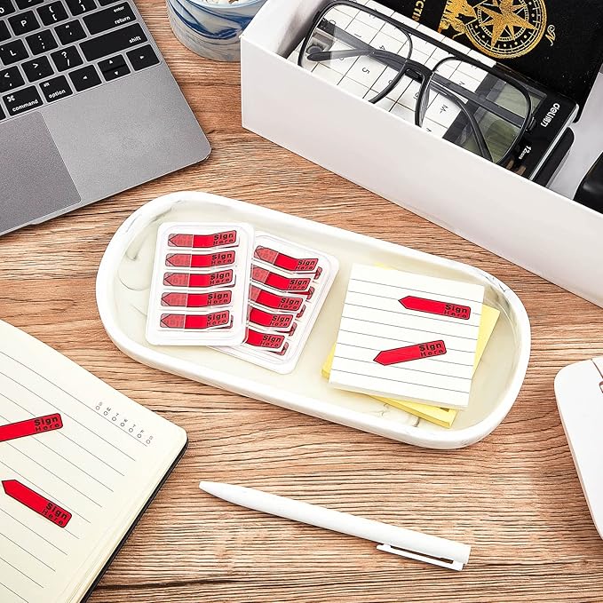 Colarr 10 Pack 1000 Pieces Sign Here Date Tabs Sign Here Date Stickers Flags Please Message Flags for Office Notebook Annotating Books Notary Books(Red,Cute)